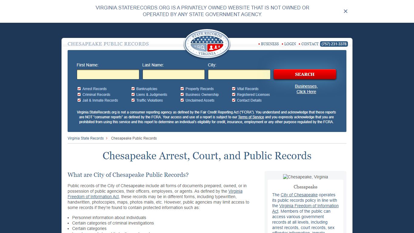 Chesapeake Arrest and Public Records | Virginia.StateRecords.org